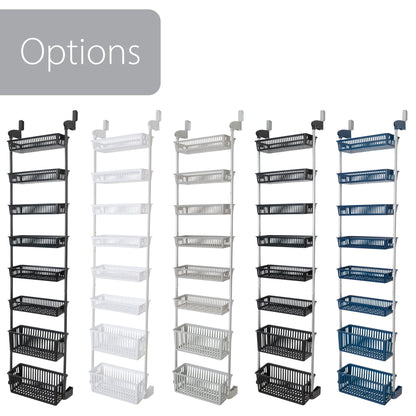 Smart Design 8-Tier Over-The-Door Hanging Pantry Organizer with 2 Deep and 6 Full Baskets - Black