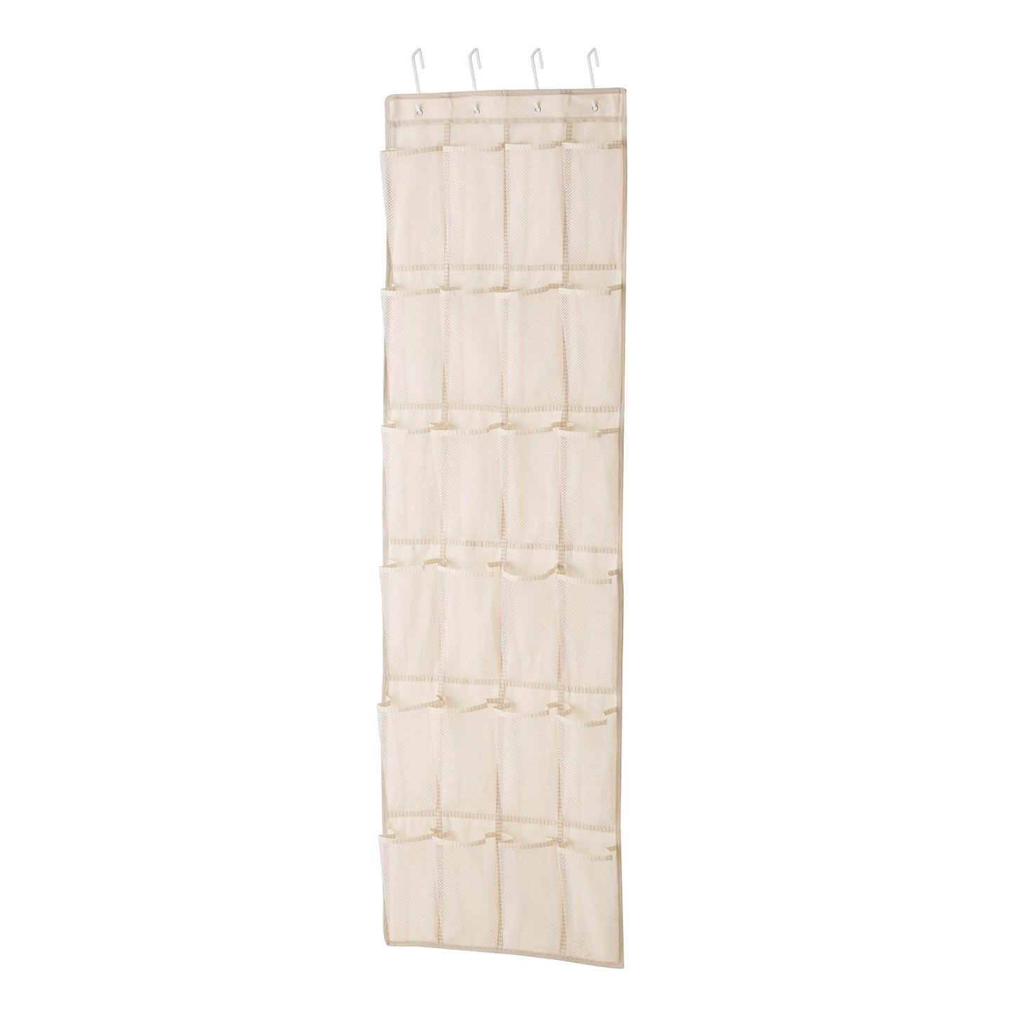Mainstays 24-Pocket Canvas Over-the-Door Hanging Shoe Organizer, Beige