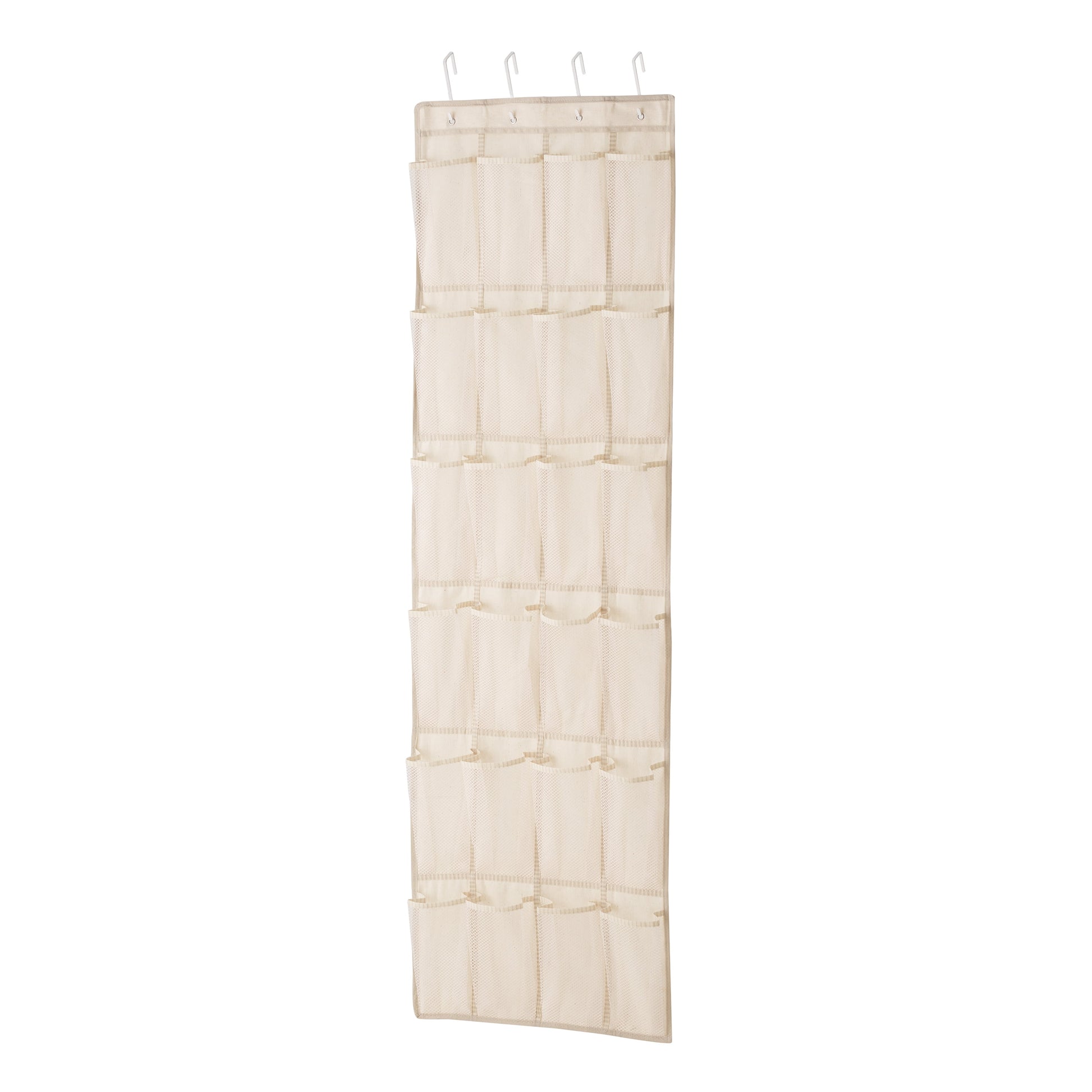 Mainstays 24-Pocket Canvas Over-the-Door Hanging Shoe Organizer, Beige