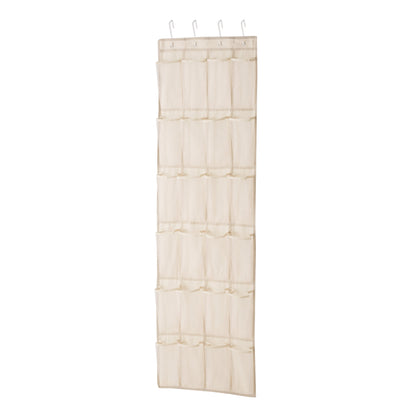 Mainstays 24-Pocket Canvas Over-the-Door Hanging Shoe Organizer, Beige