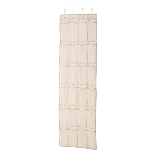 Mainstays 24-Pocket Canvas Over-the-Door Hanging Shoe Organizer, Beige