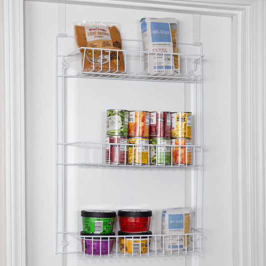 Lavish Home 6-Tier Adjustable Over the Door Pantry Organizer - Powder-Coated Steel Hanging Pantry Shelves and Rack for Kitchen Organization (White)