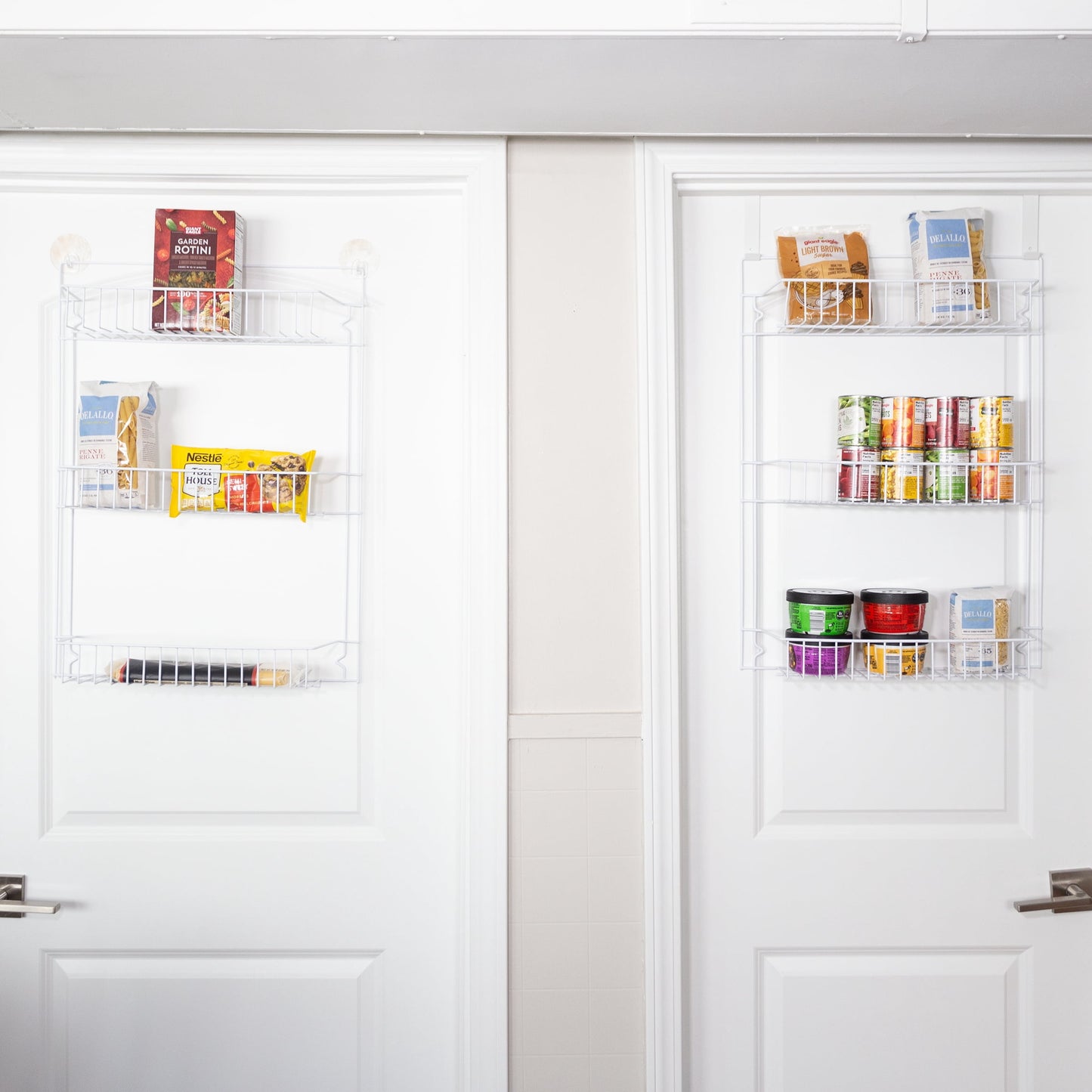 Lavish Home 6-Tier Adjustable Over the Door Pantry Organizer - Powder-Coated Steel Hanging Pantry Shelves and Rack for Kitchen Organization (White)
