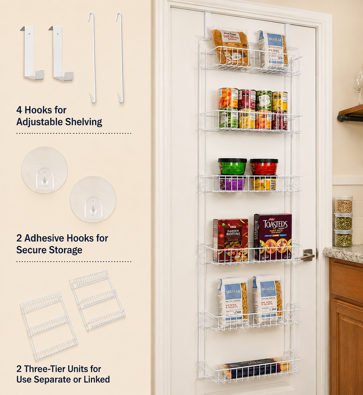 6-Tier Adjustable Door Pantry Organizer