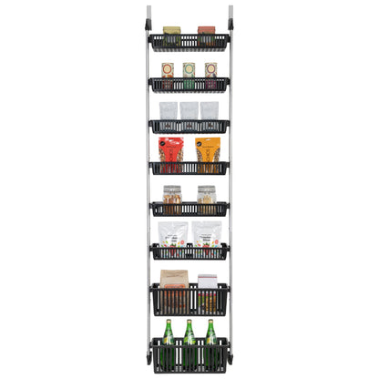Smart Design 8-Tier Over-The-Door Hanging Pantry Organizer with 2 Deep and 6 Full Baskets - Black