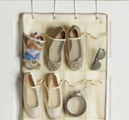 Mainstays 24-Pocket Canvas Over-the-Door Hanging Shoe Organizer, Beige