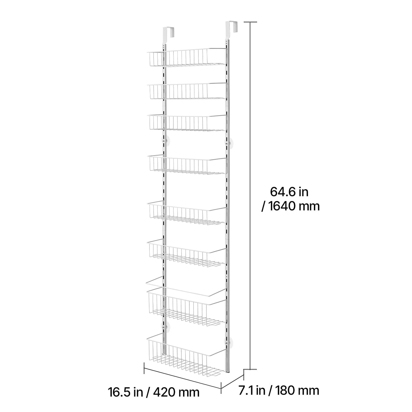 KFFKFF Door-Mounted Pantry Organizer, 8-Level Storage Solution, Robust Steel Constructed Spice Holder, Customizable Wall-Mounted Condiment Shelves, Suitable for Home Kitchen, Laundry Area, Bathroom