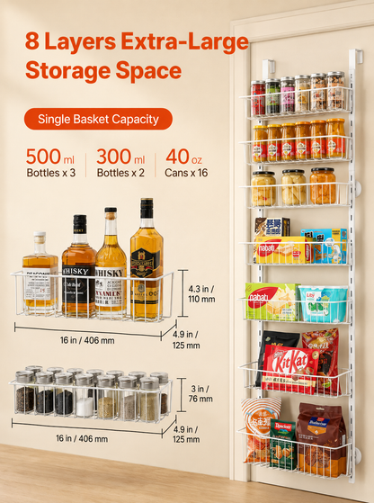 8-Level Door-Mounted Pantry Organizer