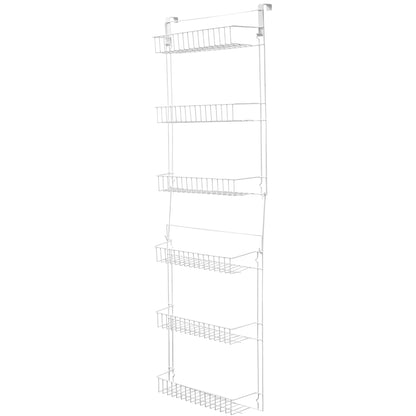 Lavish Home 6-Tier Adjustable Over the Door Pantry Organizer - Powder-Coated Steel Hanging Pantry Shelves and Rack for Kitchen Organization (White)