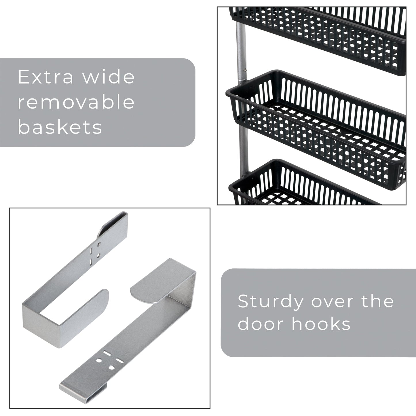 Smart Design 8-Tier Over-The-Door Hanging Pantry Organizer with 2 Deep and 6 Full Baskets - Black