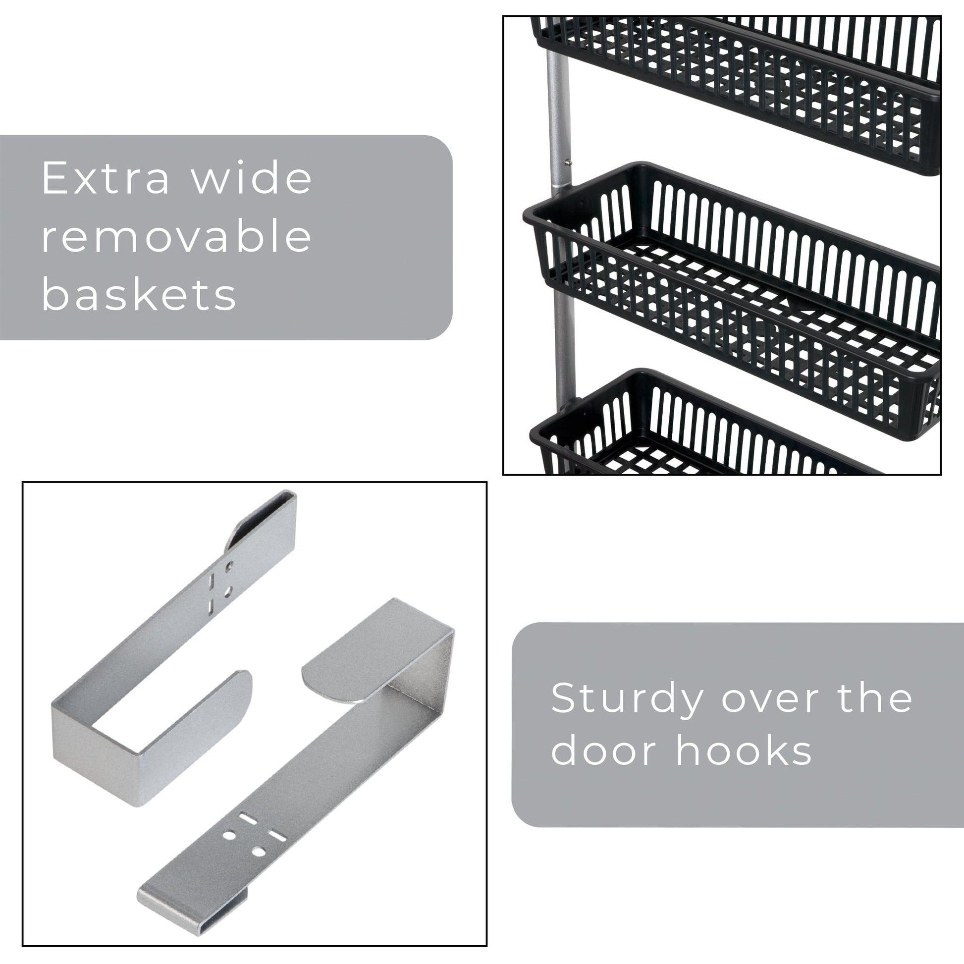 Smart Design 8-Tier Over-The-Door Hanging Pantry Organizer with 2 Deep and 6 Full Baskets - Black
