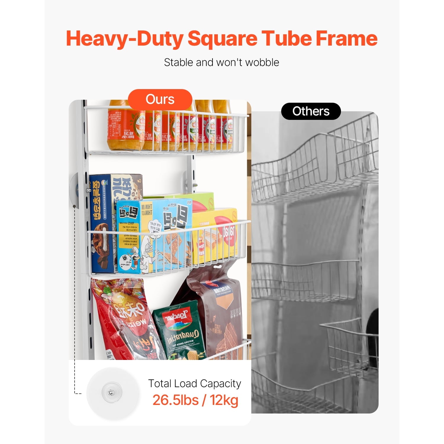 KFFKFF Door-Mounted Pantry Organizer, 8-Level Storage Solution, Robust Steel Constructed Spice Holder, Customizable Wall-Mounted Condiment Shelves, Suitable for Home Kitchen, Laundry Area, Bathroom