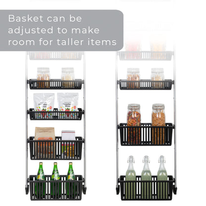 Smart Design 8-Tier Over-The-Door Hanging Pantry Organizer with 2 Deep and 6 Full Baskets - Black